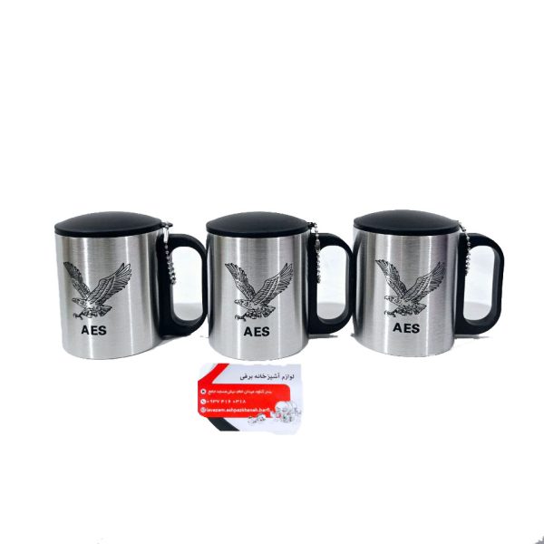 لیوان استیل دوجداره زنجیر دار درب واشر دار بدون ریختن ذره ای مایعات ریختن - Image 2