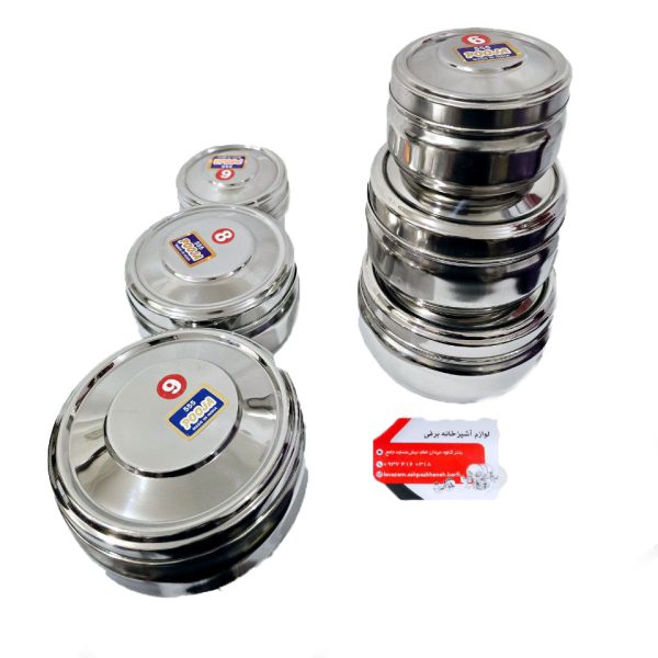 ظرف غذا استیل سه تیکه هندی برند 555اهنربا نگیر استیل خالص بدون ریختن مایعات - Image 2