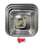 لگن استیل  4 تیکه مربع برند یونیک کیفیت بسیار بالا و عالی  اهنربا نگیر ضد زنگ و سیاه شدن - Image 2