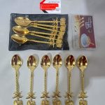 قاشق چایی خوری استیل طلایی رنگ ثابت 6 تایی برند یونیک ضد زنگ و سیاه شدن