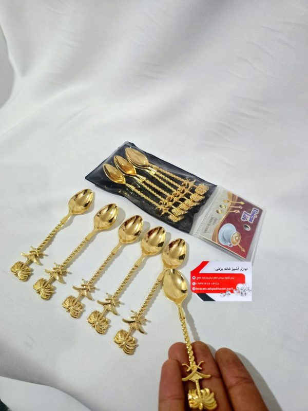 قاشق چایی خوری استیل طلایی رنگ ثابت 6 تایی برند یونیک ضد زنگ و سیاه شدن - Image 2