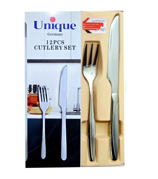 چاقو چنگال استیل برند یونیک طرح ماینز کیفیت عالی و درجه یک براق ضد زنگ و سیاه شدن - Image 1