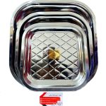 سینی استیل سه تیکه مربع برند یونیک ضد زنگ و سیاه شدن