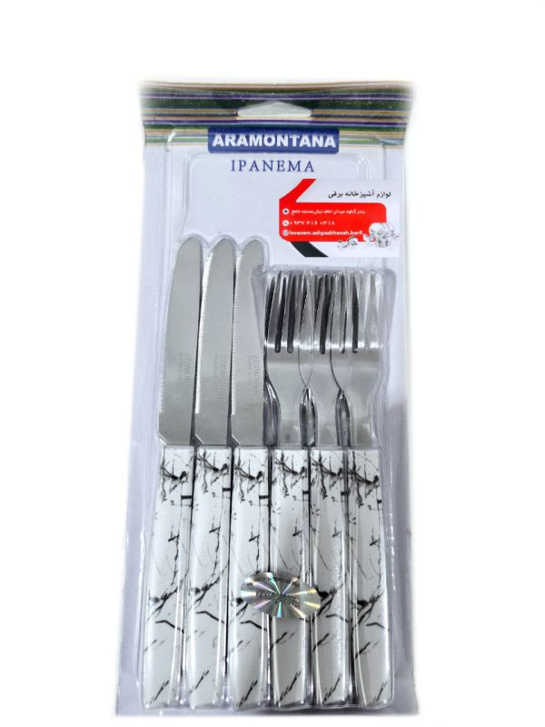 چاقو چنگال میوه خوری رنگ سفید مشکی با کیفیت بسیار بالا ضد زنگ و ضد کثیف ماندن - Image 1