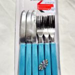 چاقو چنگال میوه خوری ارمانتینا برزیلی رنگ ابی با کیفیت بسیار بالا ضد زنگ و ضد کثیف ماندن